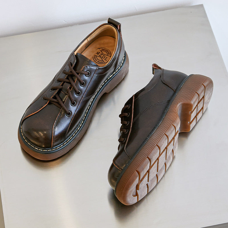 Womens Platform Oxfords Lace Up Flats Leather Shoes