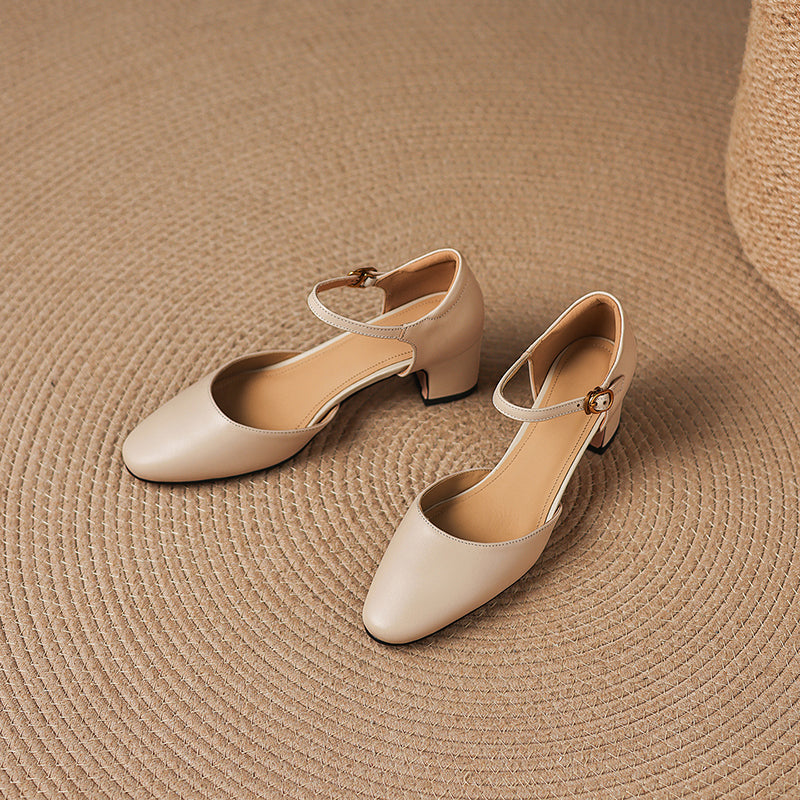 Women's Elegant Sandals: Single-Strap, Block Heel (Mid-Height)