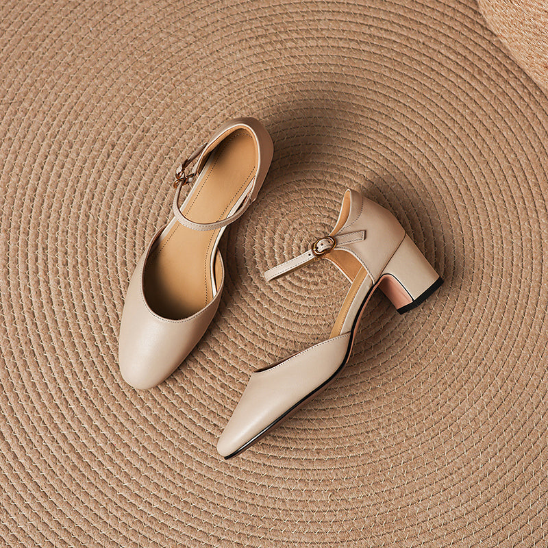 Women's Elegant Sandals: Single-Strap, Block Heel (Mid-Height)