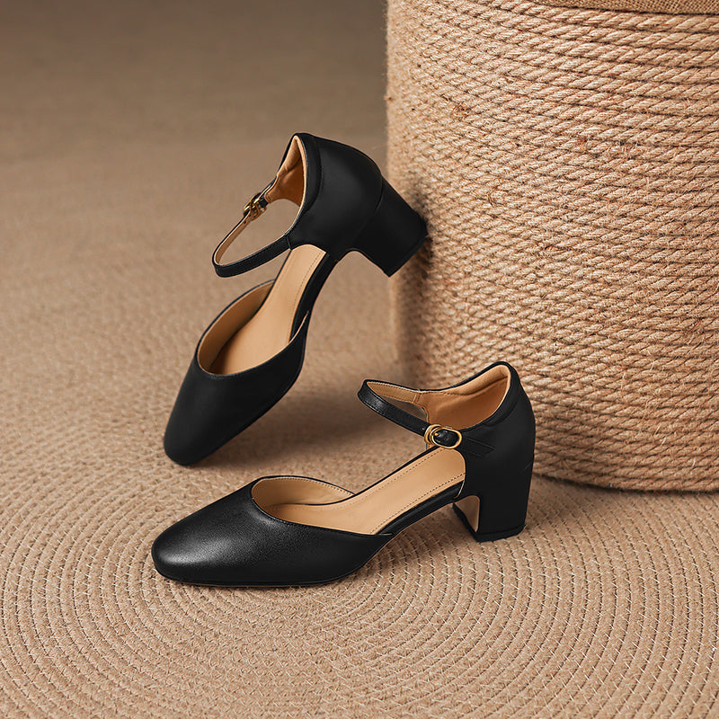 Women's Elegant Sandals: Single-Strap, Block Heel (Mid-Height)