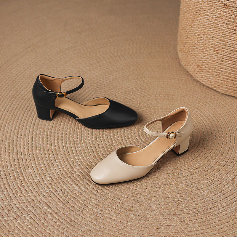 Women's Elegant Sandals: Single-Strap, Block Heel (Mid-Height)
