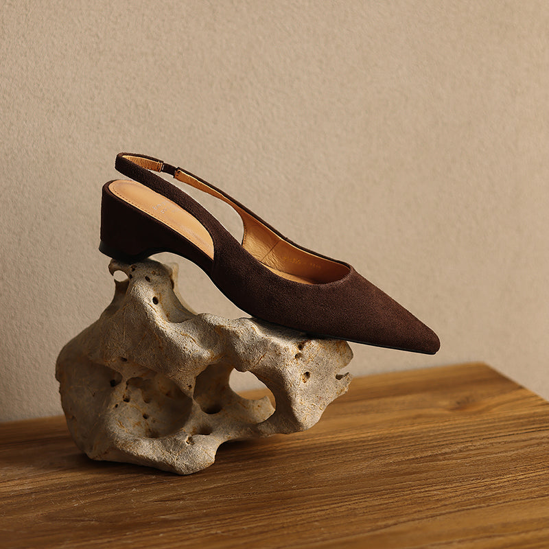 Luxury Sheepskin Pointed-Toe Pumps - Elegant Slingback Heels - Ultra-Soft Leather Summer Sandals