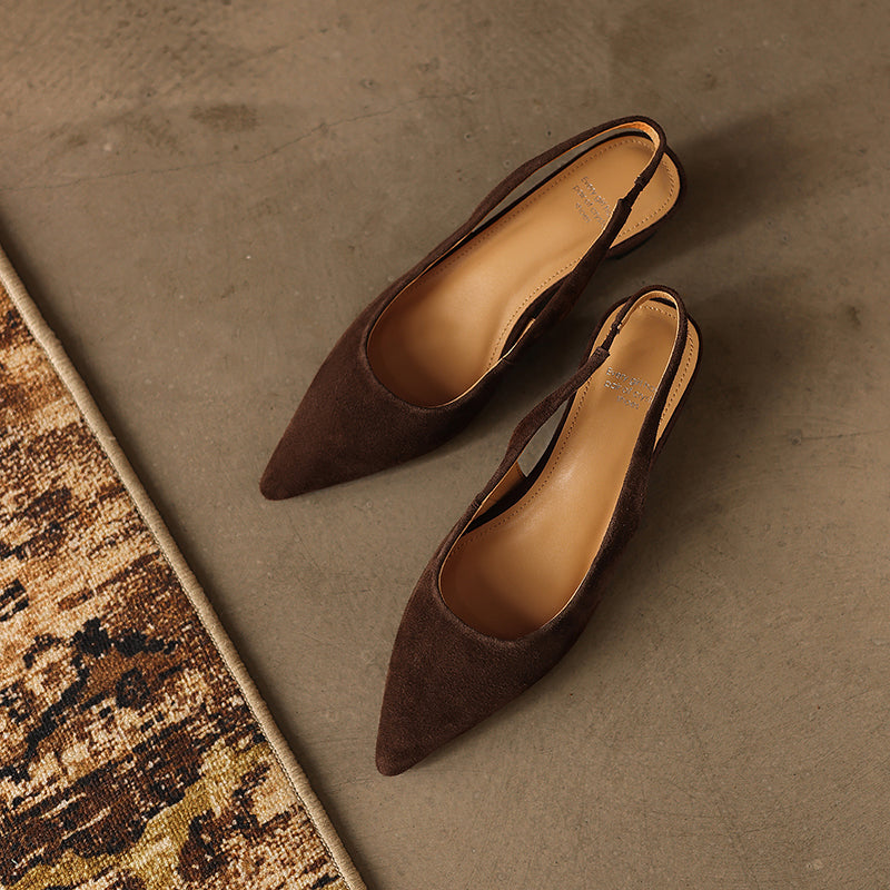 Luxury Sheepskin Pointed-Toe Pumps - Elegant Slingback Heels - Ultra-Soft Leather Summer Sandals