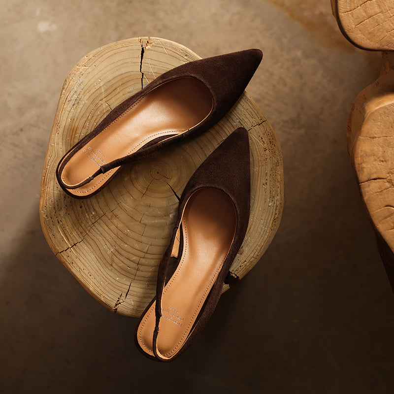 Luxury Sheepskin Pointed-Toe Pumps - Elegant Slingback Heels - Ultra-Soft Leather Summer Sandals
