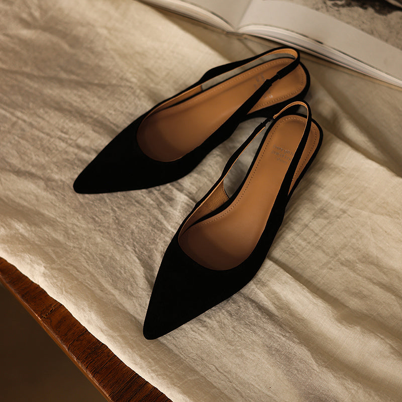 Luxury Sheepskin Pointed-Toe Pumps - Elegant Slingback Heels - Ultra-Soft Leather Summer Sandals