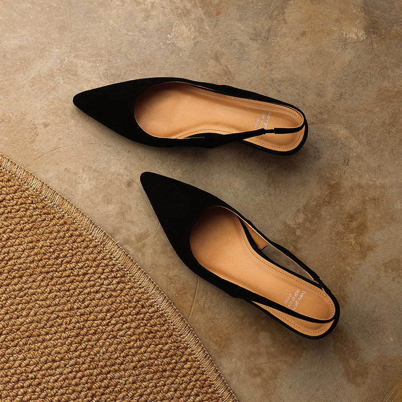 Luxury Sheepskin Pointed-Toe Pumps - Elegant Slingback Heels - Ultra-Soft Leather Summer Sandals