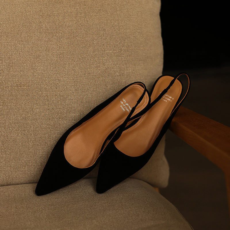 Luxury Sheepskin Pointed-Toe Pumps - Elegant Slingback Heels - Ultra-Soft Leather Summer Sandals