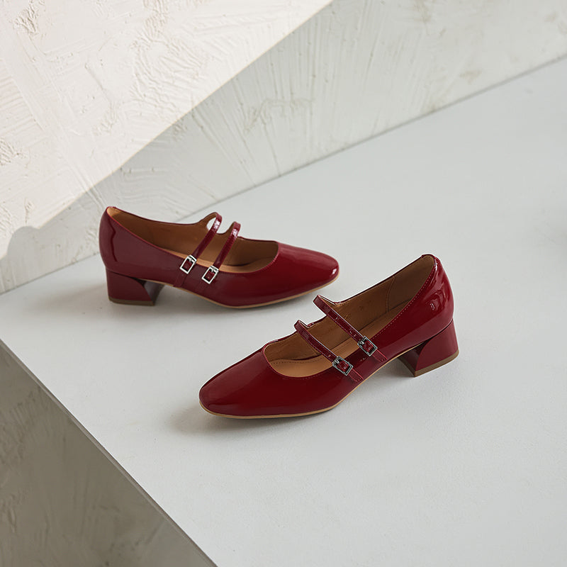 Modern Patent Leather Professional Mary Janes - Stable Mid-Heel Dress Shoes - Elegant All-Day Comfort Pumps