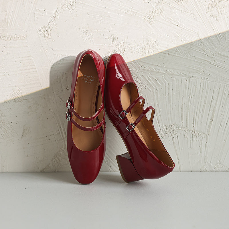 Modern Patent Leather Professional Mary Janes - Stable Mid-Heel Dress Shoes - Elegant All-Day Comfort Pumps