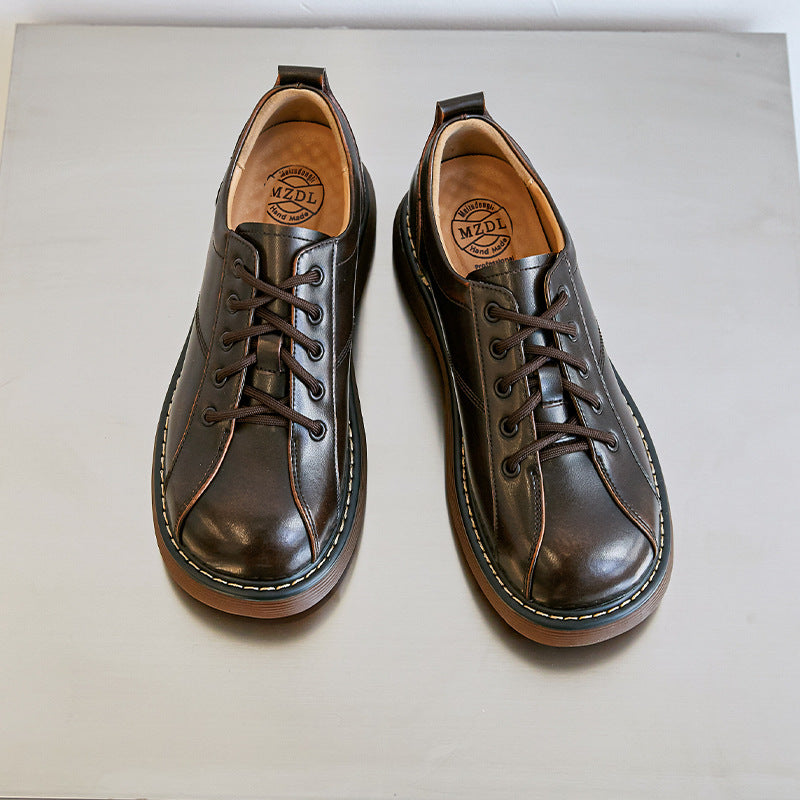 Womens Platform Oxfords Lace Up Flats Leather Shoes
