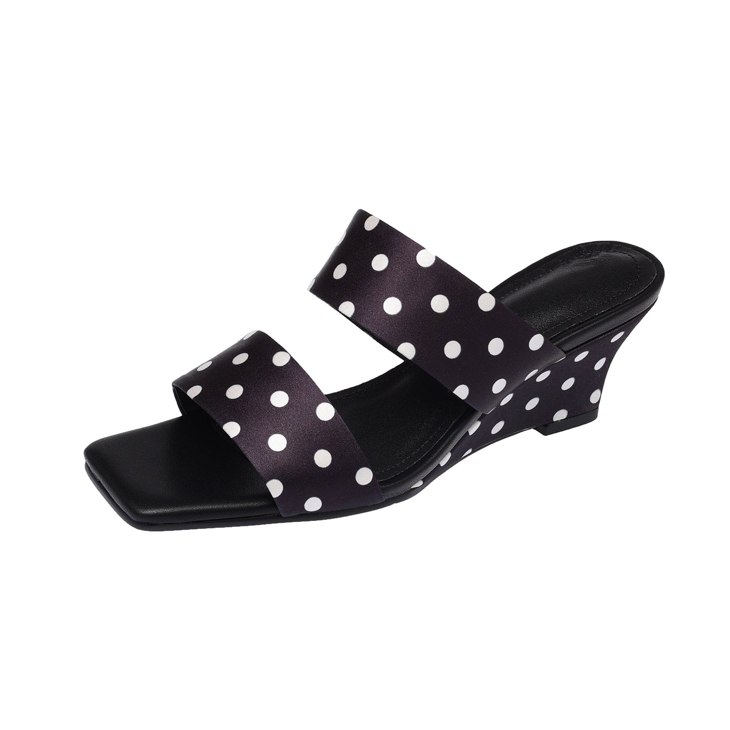 Women's Handcrafted Leather Premium Square Toe Wedge Heel Mules