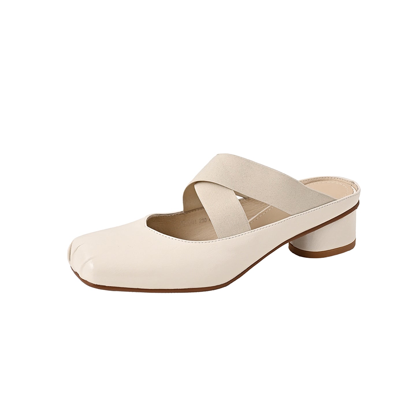 Handmade Sheepskin Cross Strap Mules - Women's Square Toe Mary Jane Block Heels