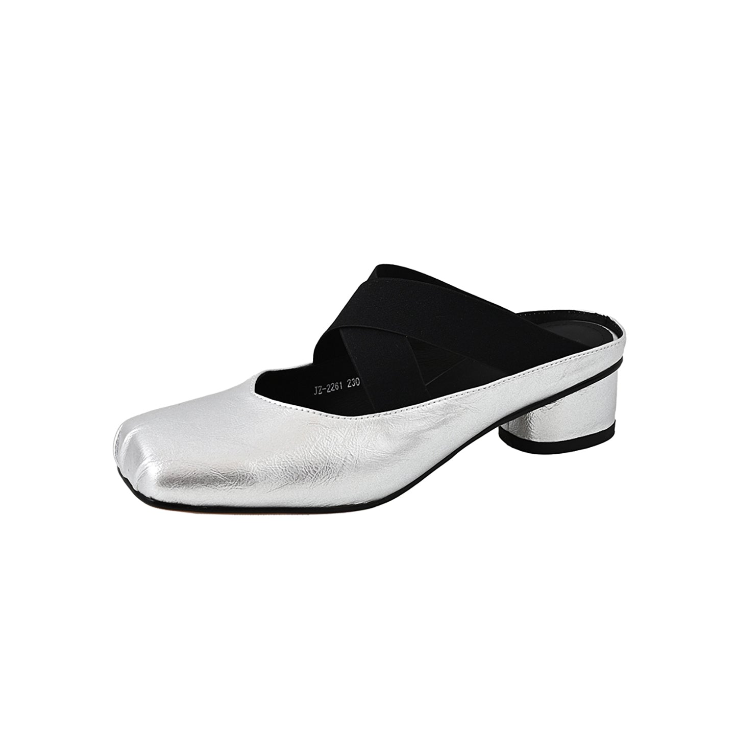 Handmade Sheepskin Cross Strap Mules - Women's Square Toe Mary Jane Block Heels