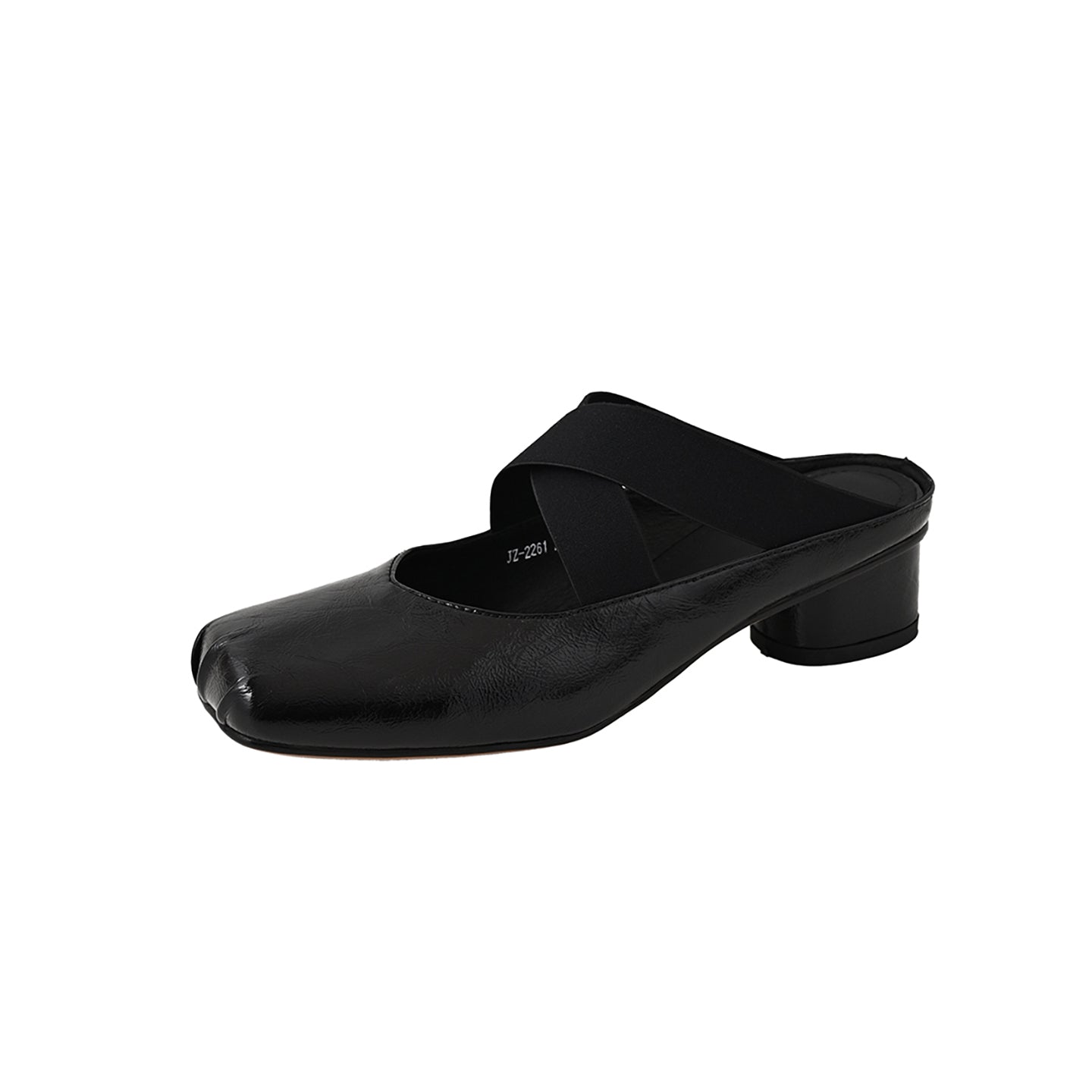 Handmade Sheepskin Cross Strap Mules - Women's Square Toe Mary Jane Block Heels