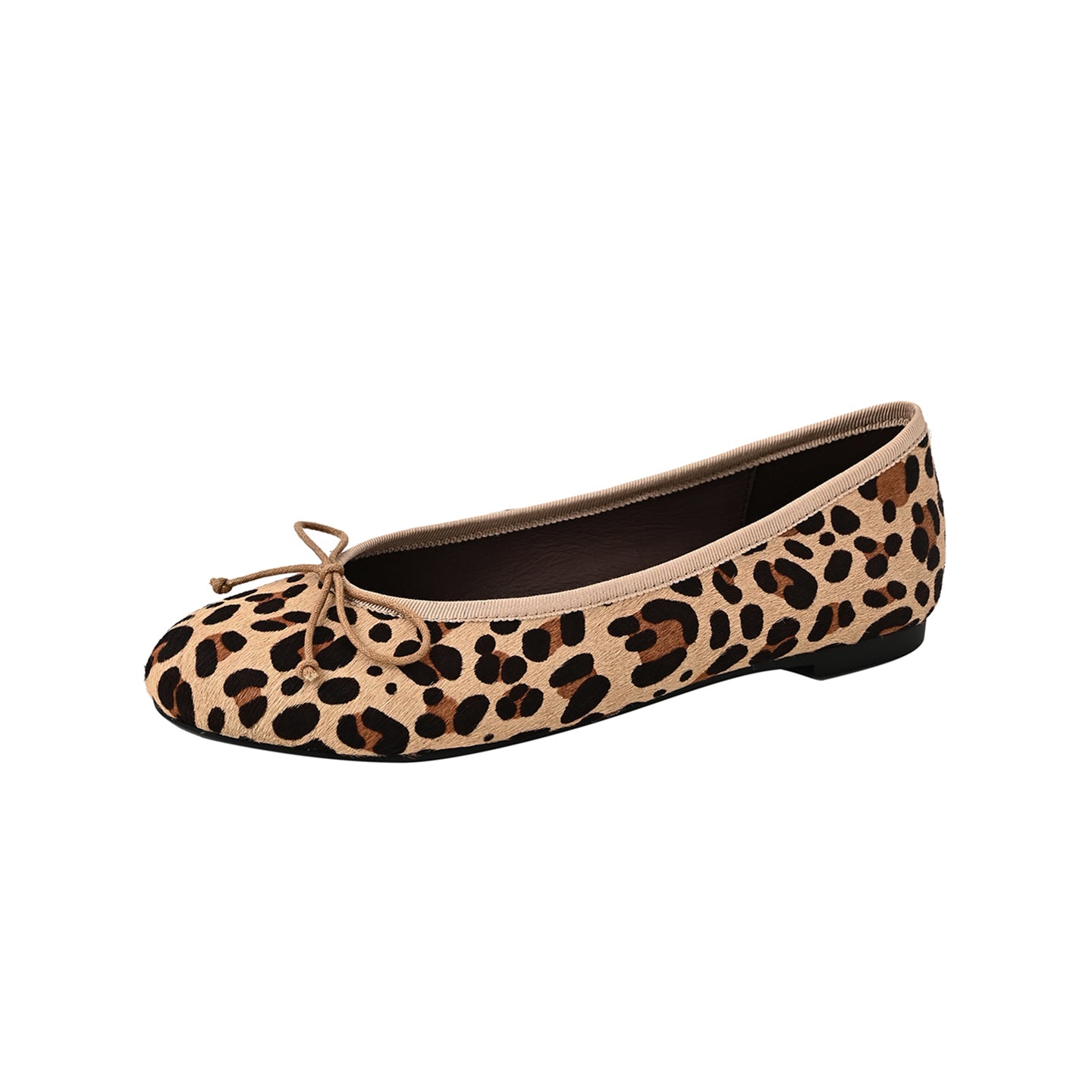 Women's Horsehair Leopard Polka Dot Ballet Flats Vintage Round Toe Bowknot Slip-on Flat Shoes