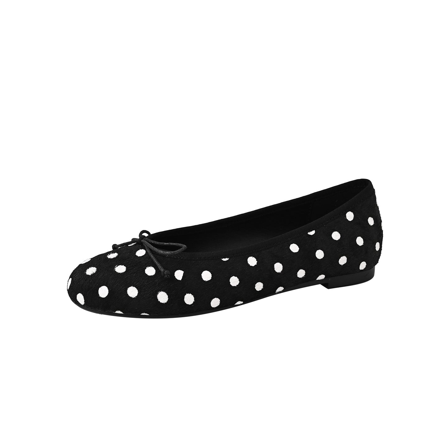 Women's Horsehair Leopard Polka Dot Ballet Flats Vintage Round Toe Bowknot Slip-on Flat Shoes