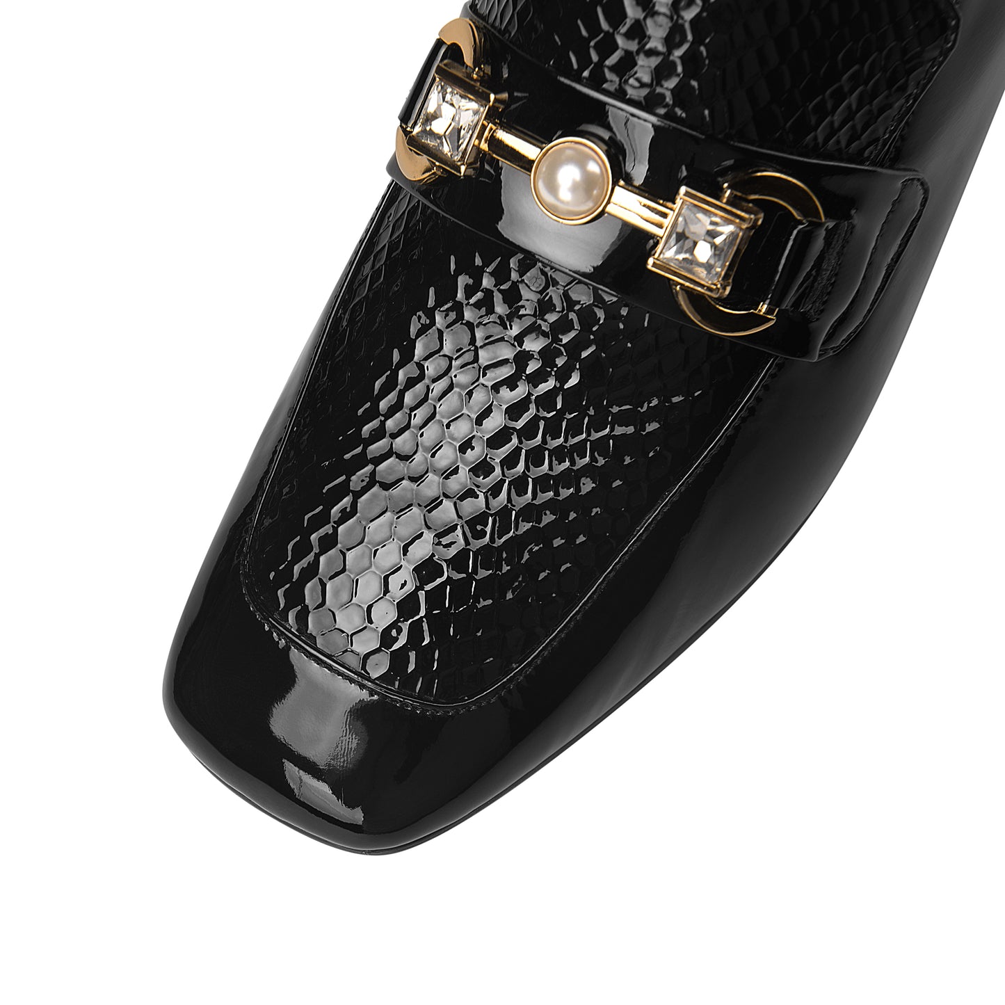 Women's Patent Leather Stylish Medium Heel Block Heel Slip-On Loafers
