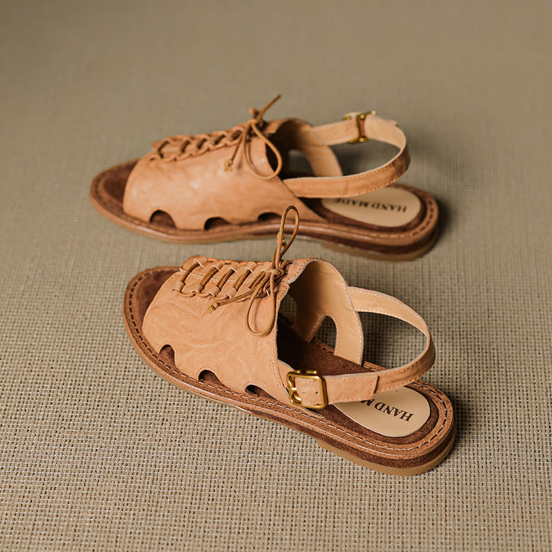 Women's Handmade Leather Boho Style Flat Comfort Open Toe Sandals