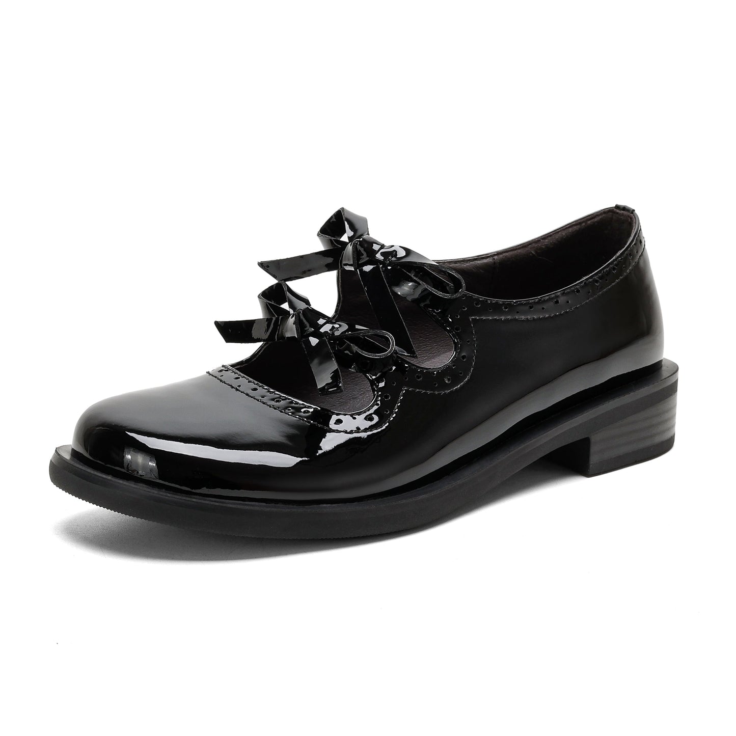 Women's French Style Sweet Bow Leather Shoes - Vintage Scalloped Mary Janes