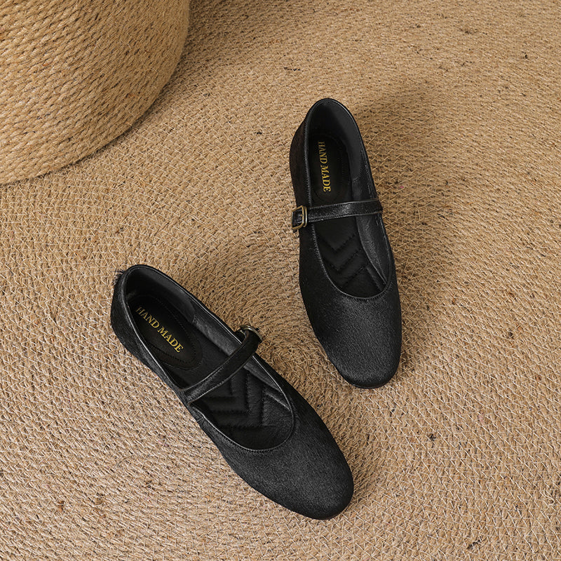 Women’s Office Casual Horse Hair Mary Jane Flats Ballet Flats