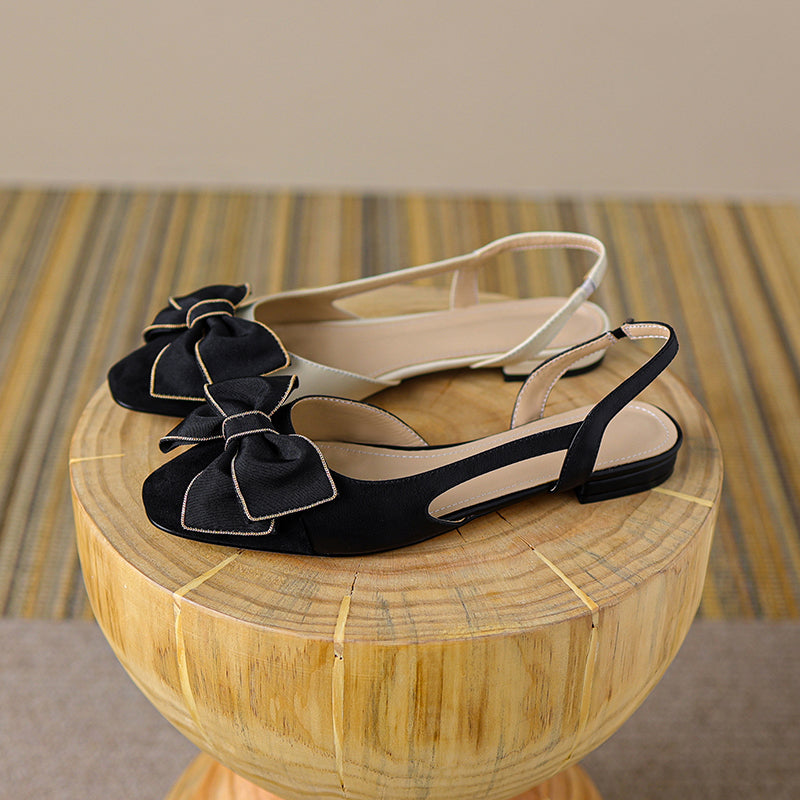 Women Summer Elegant Bowknot Slingback Flat Sandals