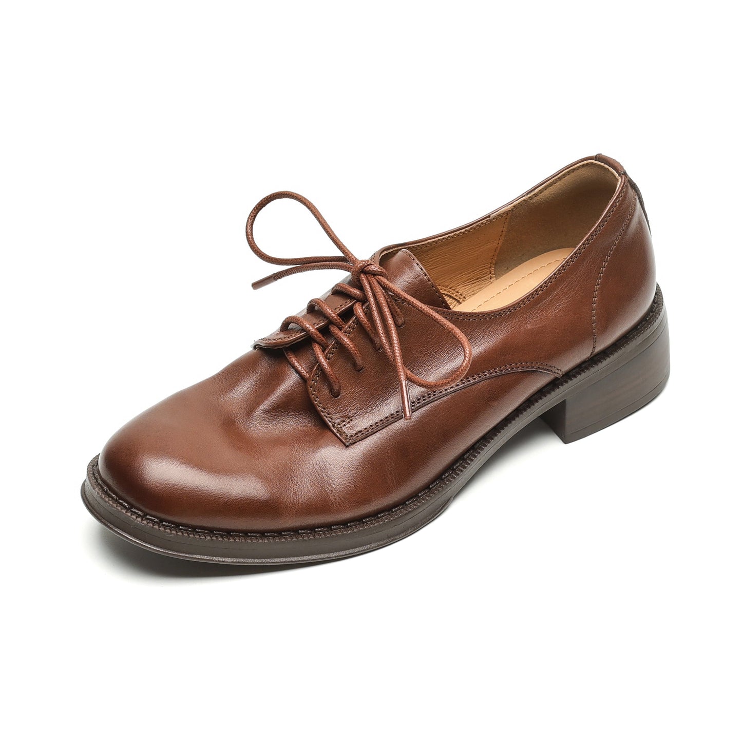 Women's Genuine Leather Casual Shoes Spring Fall Dress Lace-up Derby Oxfog