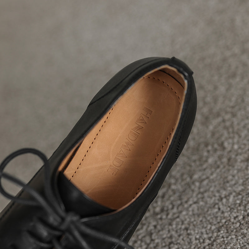 Women's Genuine Leather Casual Shoes Spring Fall Dress Lace-up Derby Oxfog