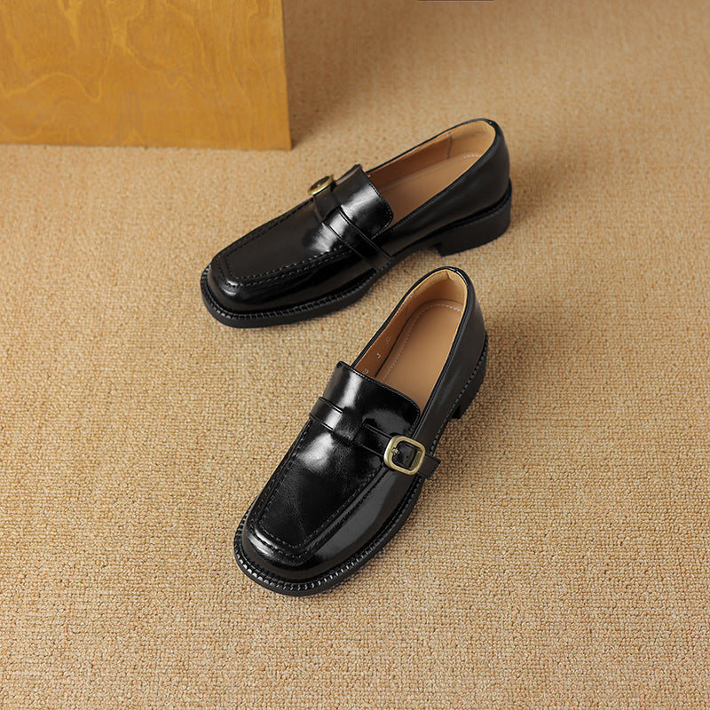 Women's Handmade Vintage Buckle Loafers