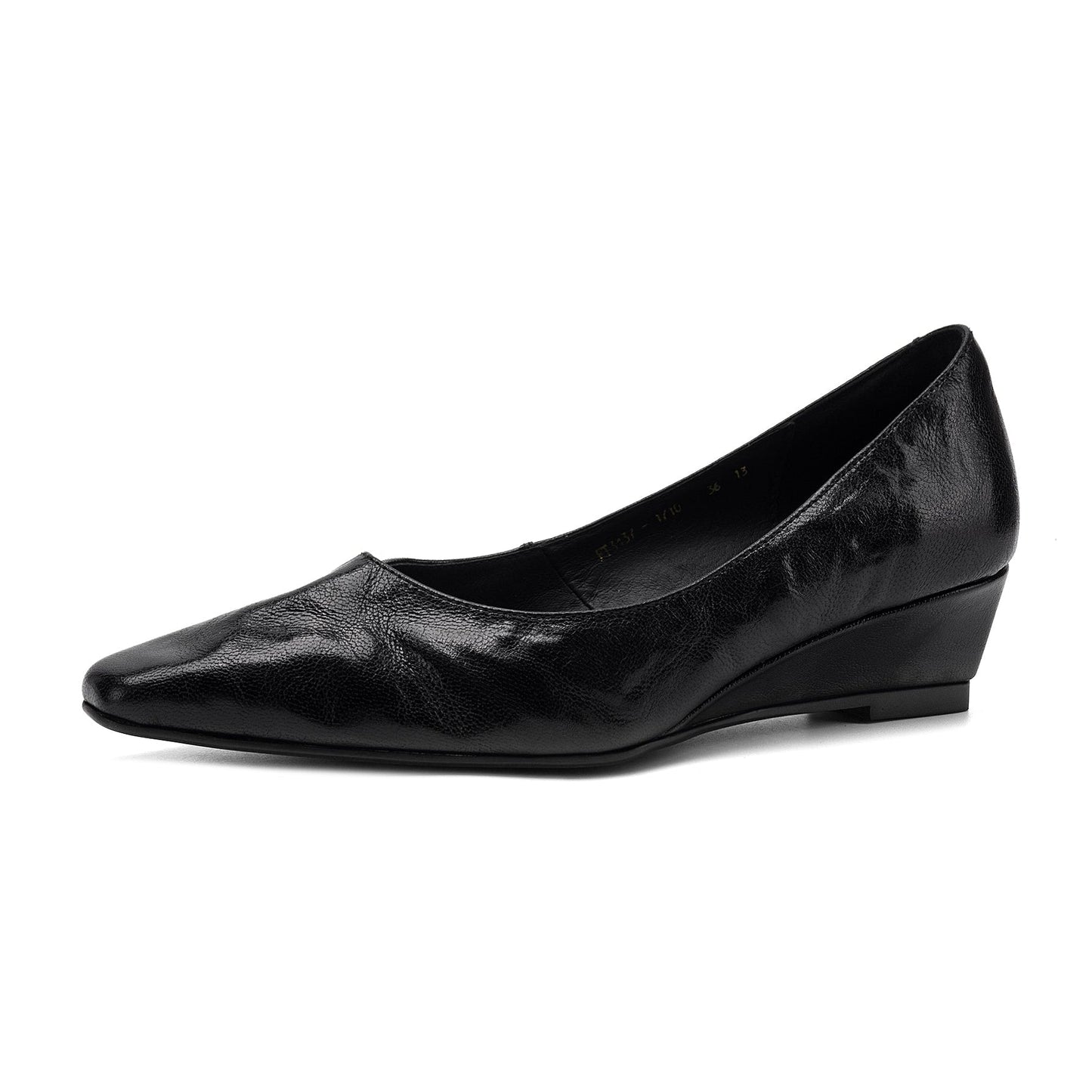 Women's Soft Sheepskin Low Wedge Pumps Square Toe Slip-on Comfort Dress Shoes