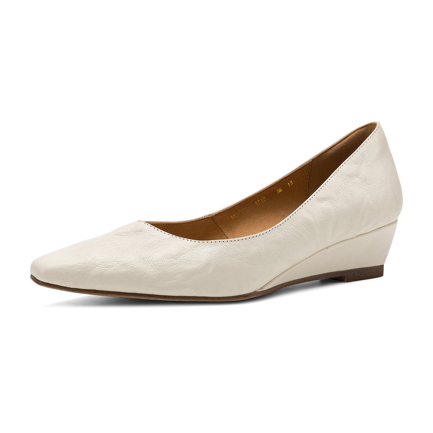 Women's Soft Sheepskin Low Wedge Pumps Square Toe Slip-on Comfort Dress Shoes
