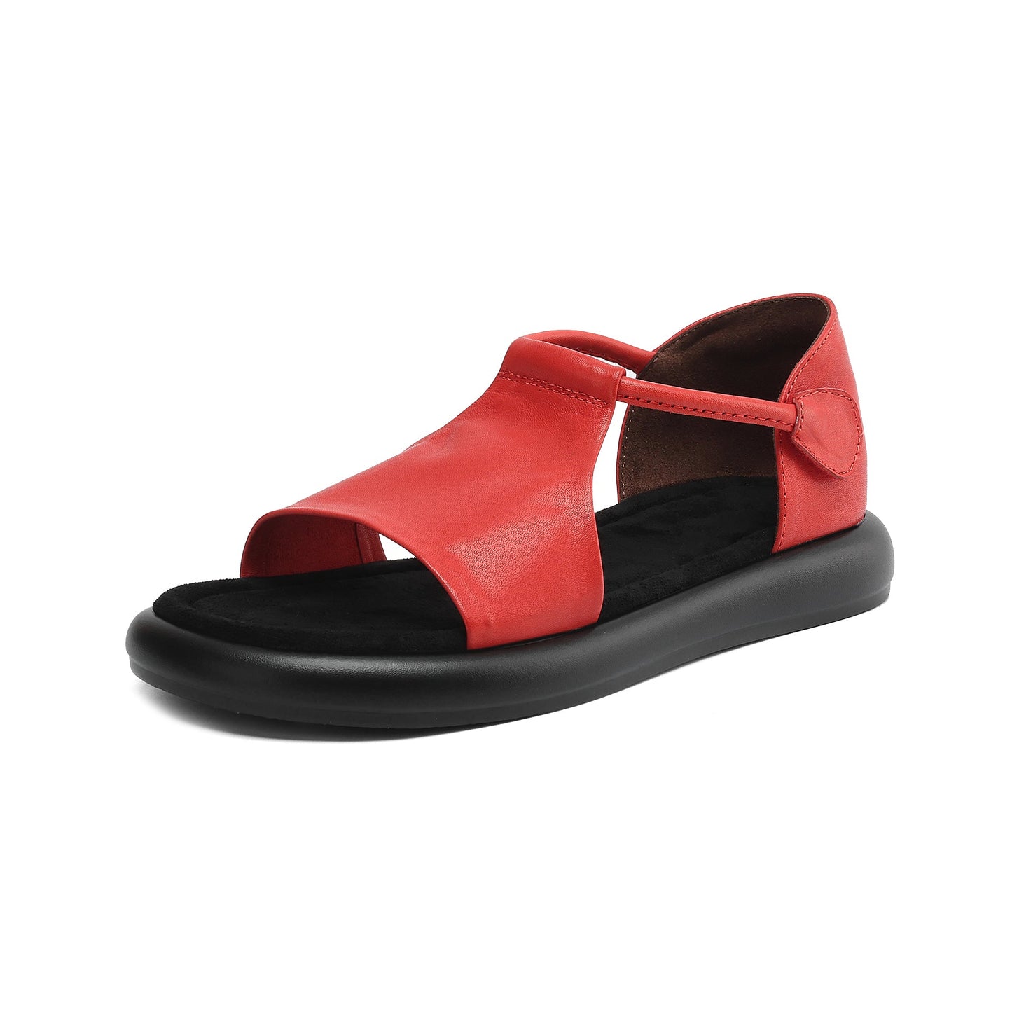 Open-toe Artisanal Washed Leather Summer Sandals - Ultra-Soft Sheepskin Velcro Straps - Retro Comfort Shoes