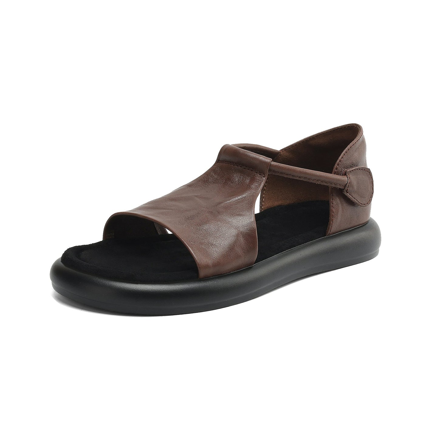 Open-toe Artisanal Washed Leather Summer Sandals - Ultra-Soft Sheepskin Velcro Straps - Retro Comfort Shoes