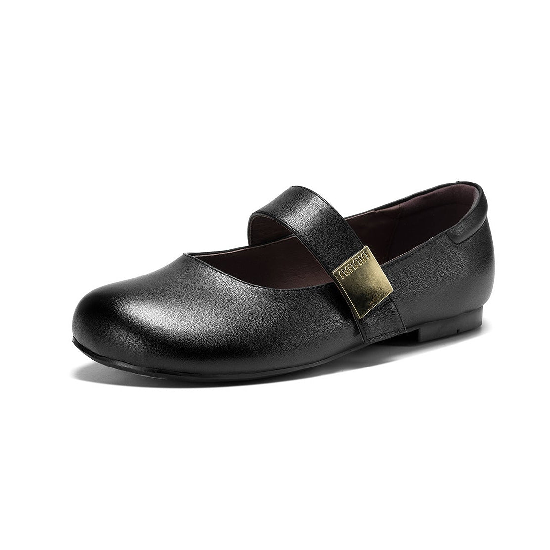 Women's Minimalist Soft Leather Flats - Round Toe Mary Janes with Velcro Strap