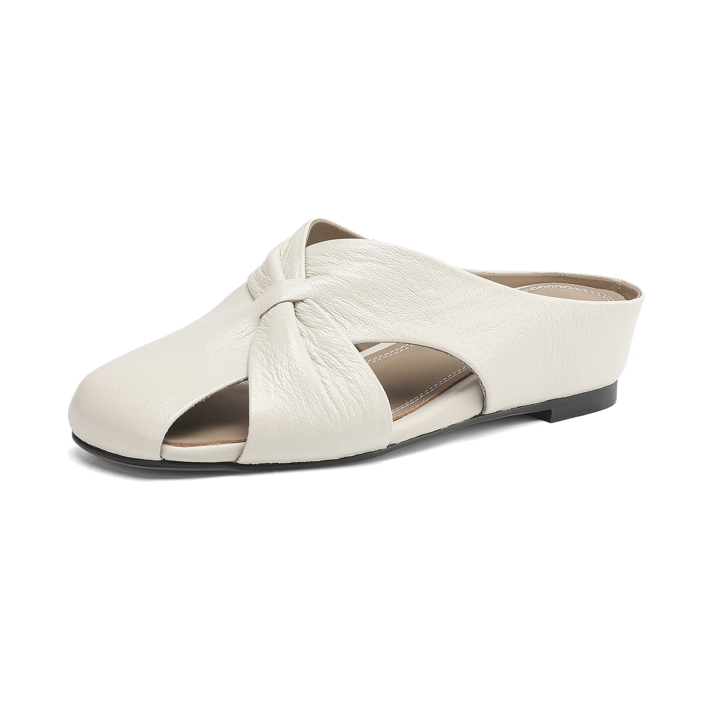 Women's Luxury All-Sheepskin Twist Mules Summer Slides - Elegant Square Toe
