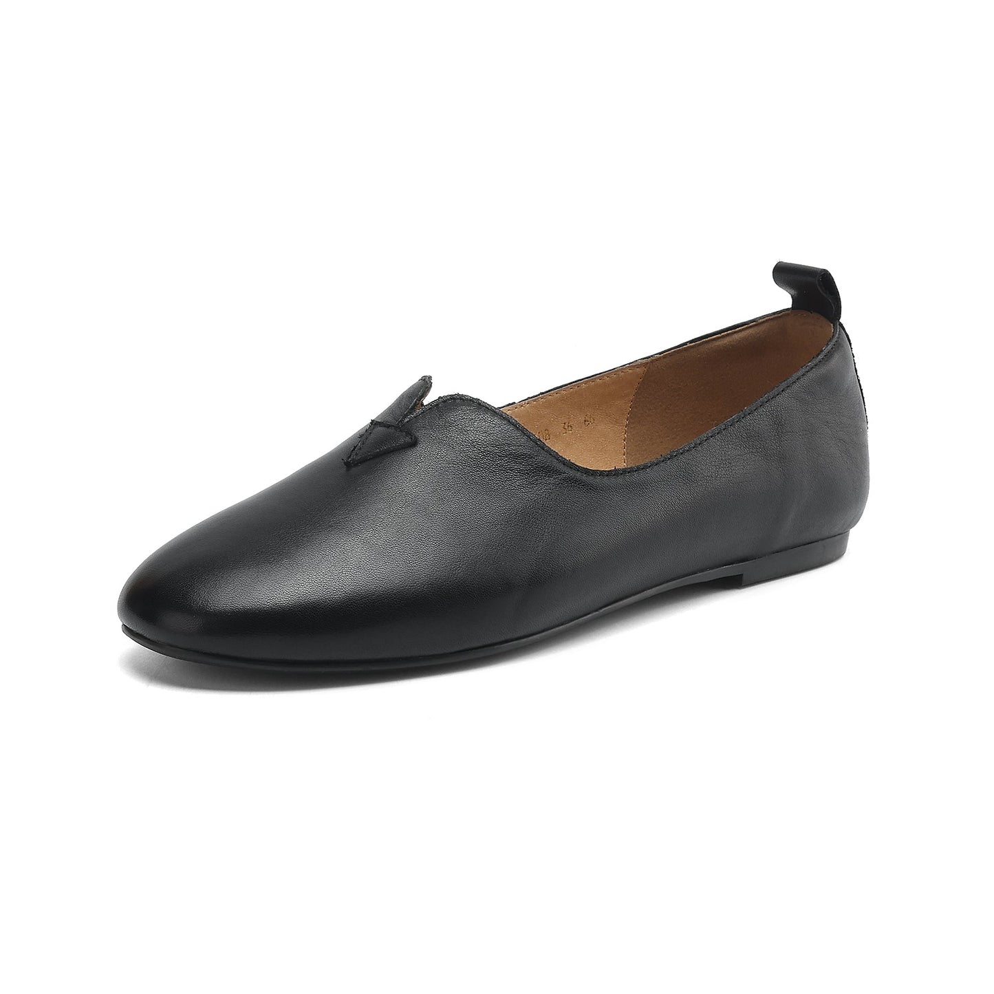 Women's Leather Round toe Soft-Sole Slip-On Flats