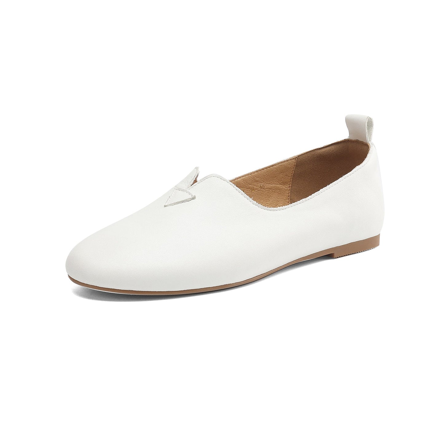 Women's Leather Round toe Soft-Sole Slip-On Flats