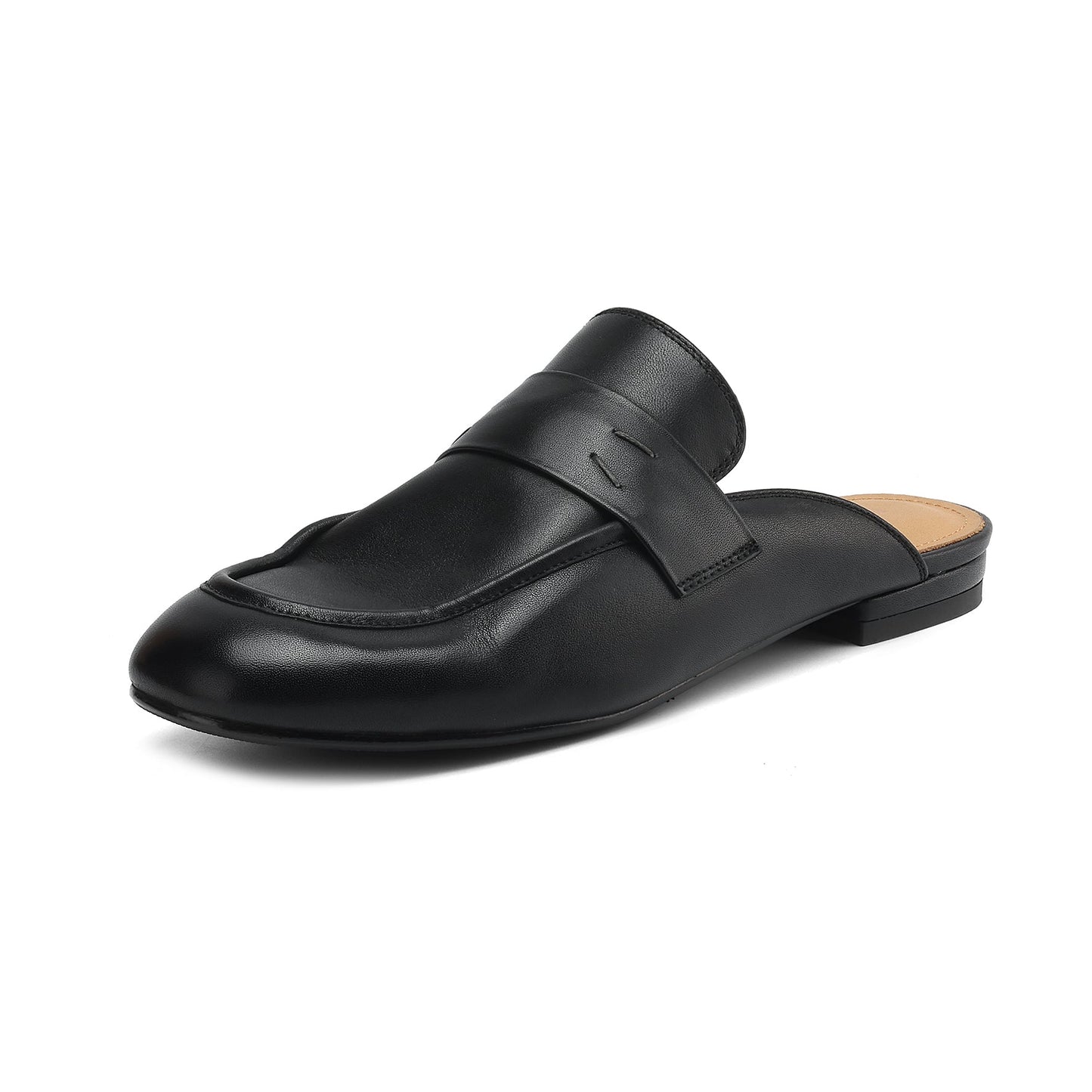 Women's Leather Loafer Mules Handcrafted Summer Classic Round Toe Comfort Flats