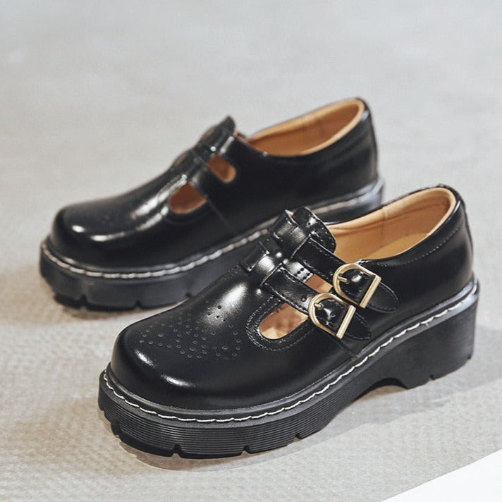 Womens Platform Japanese Retro Mary Janes Heels Shoes - RetroStep