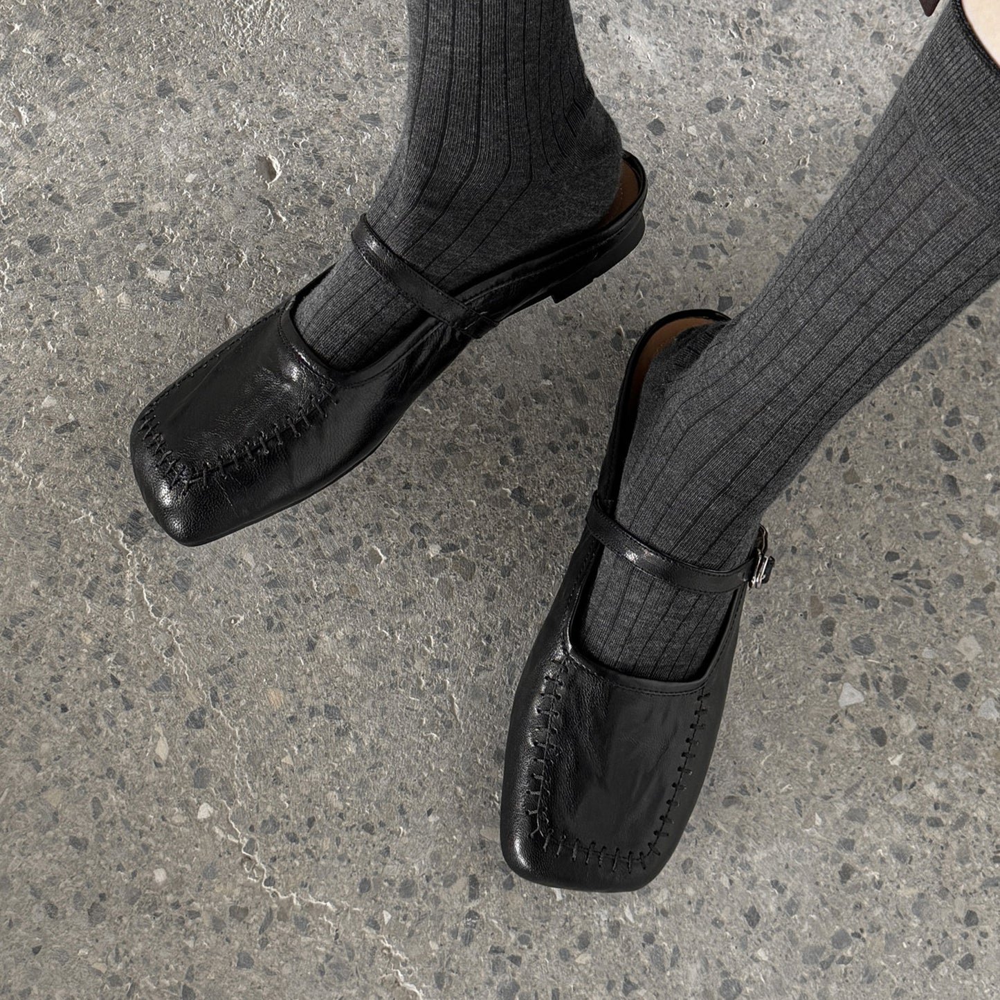 Women's Handmade Stylish Slip-on Square Toe Buckle Flat Mule Shoes