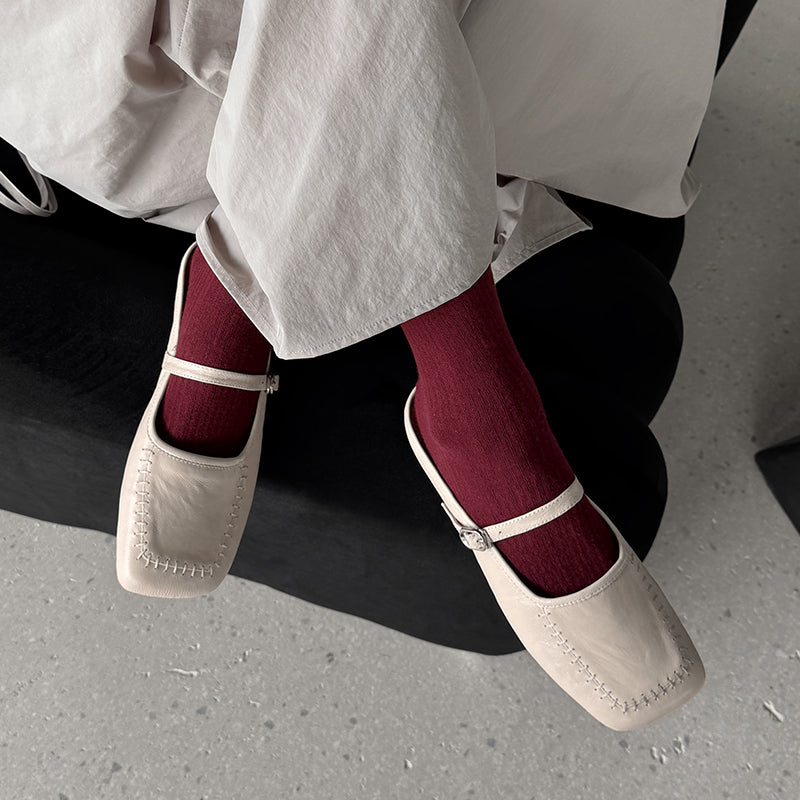 Women's Handmade Stylish Slip-on Square Toe Buckle Flat Mule Shoes