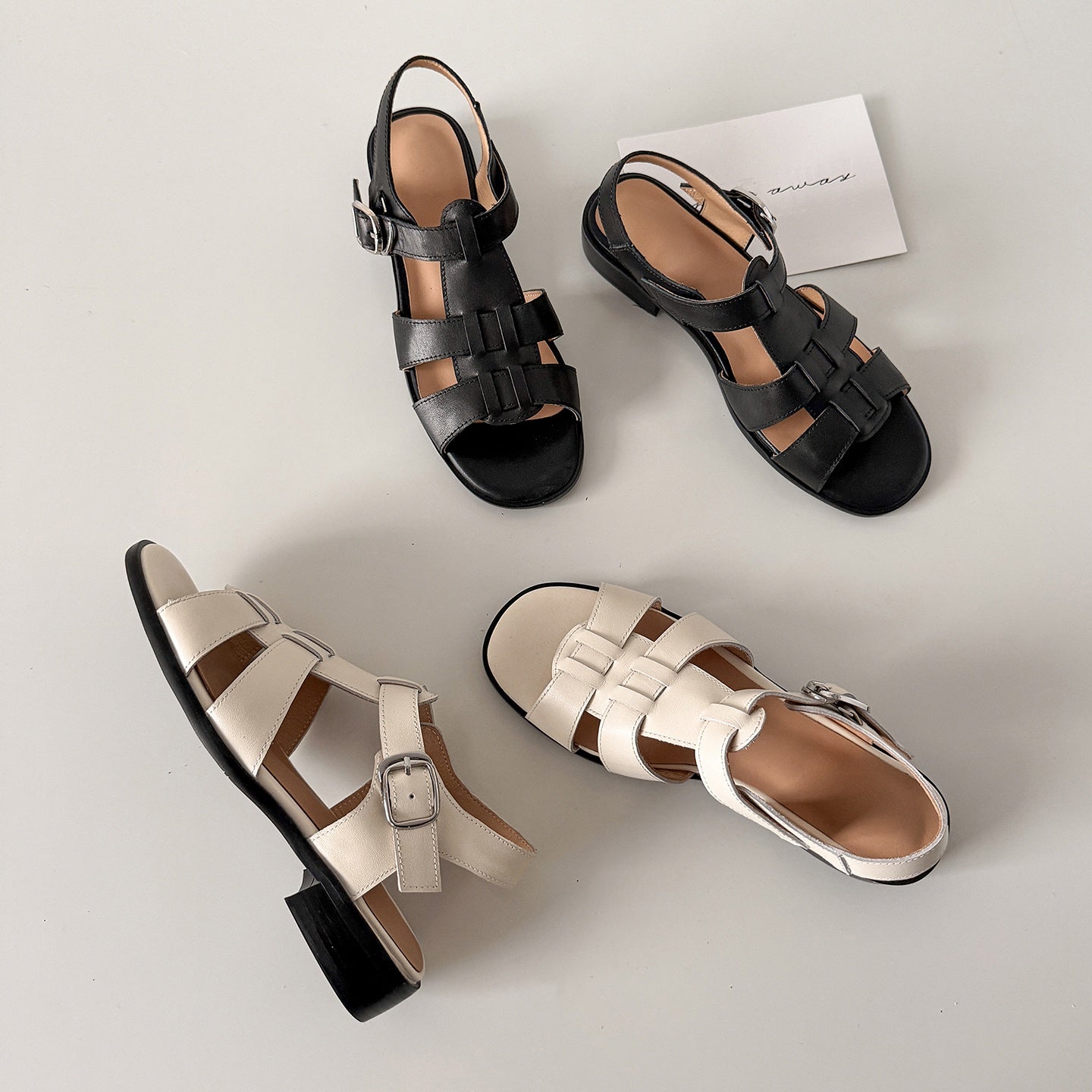 Womens Retro Woven Leather Fisherman Sandals Open Toe T-Strap Roman Summer Shoes