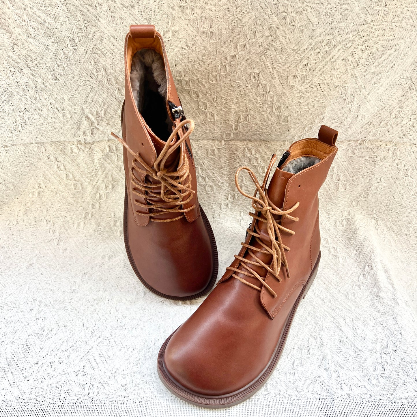 Women's Leather Shearling Ankle Boots – Wide Toe Winter Warm Boots