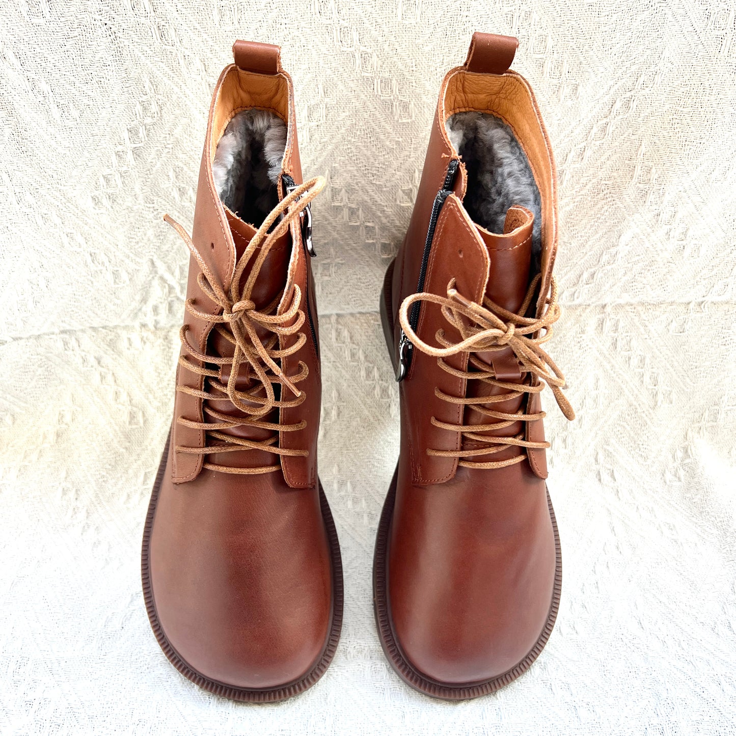 Women's Leather Shearling Ankle Boots – Wide Toe Winter Warm Boots