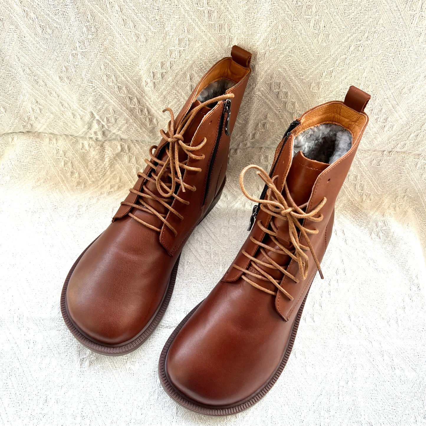 Women's Leather Shearling Ankle Boots – Wide Toe Winter Warm Boots