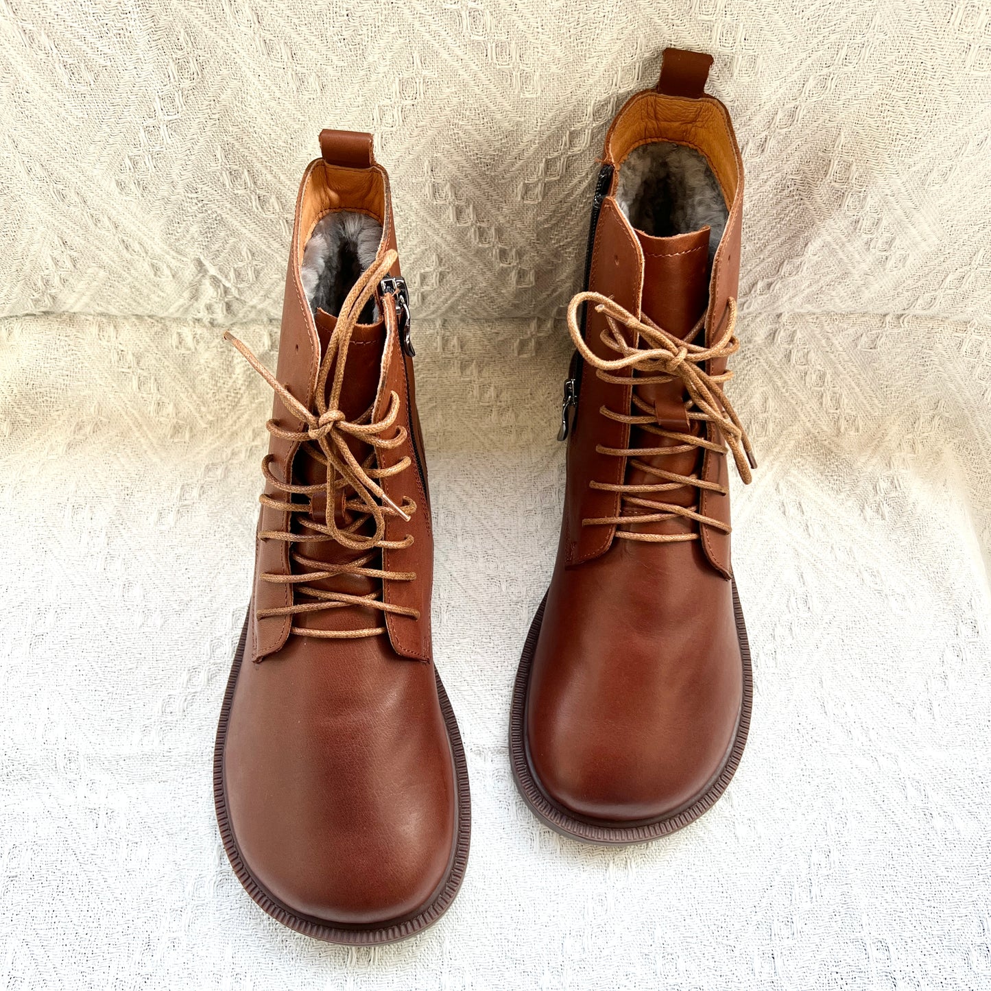 Women's Leather Shearling Ankle Boots – Wide Toe Winter Warm Boots