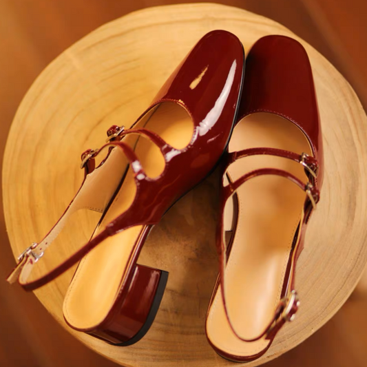 Elegant Leather Mary Jane Low Heel Sandals – Slingback Summer Shoes for Women