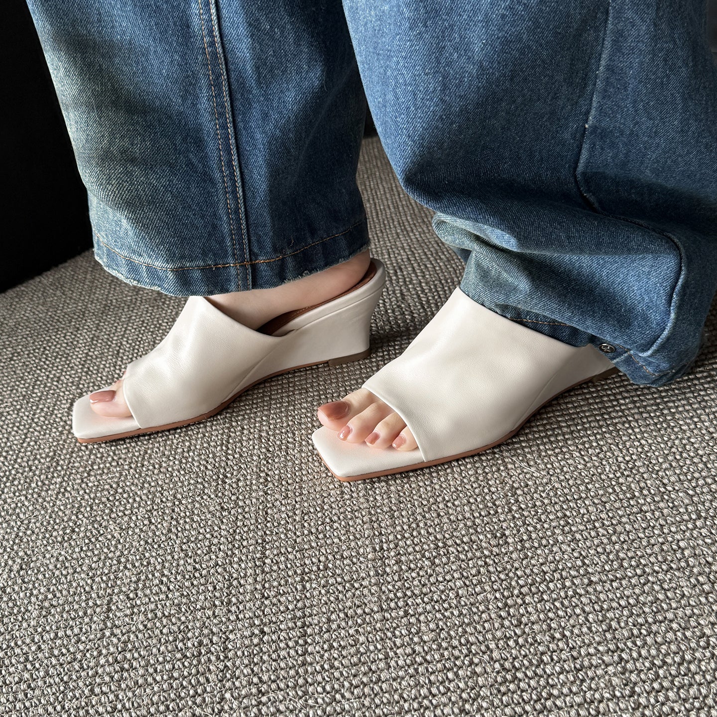Minimalist Soft Sheepskin Wedge Sandals - Summer Slides - High-End Comfort Footwear