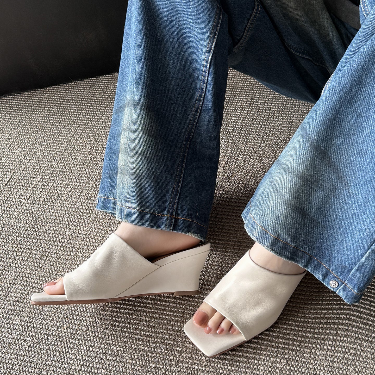 Minimalist Soft Sheepskin Wedge Sandals - Summer Slides - High-End Comfort Footwear