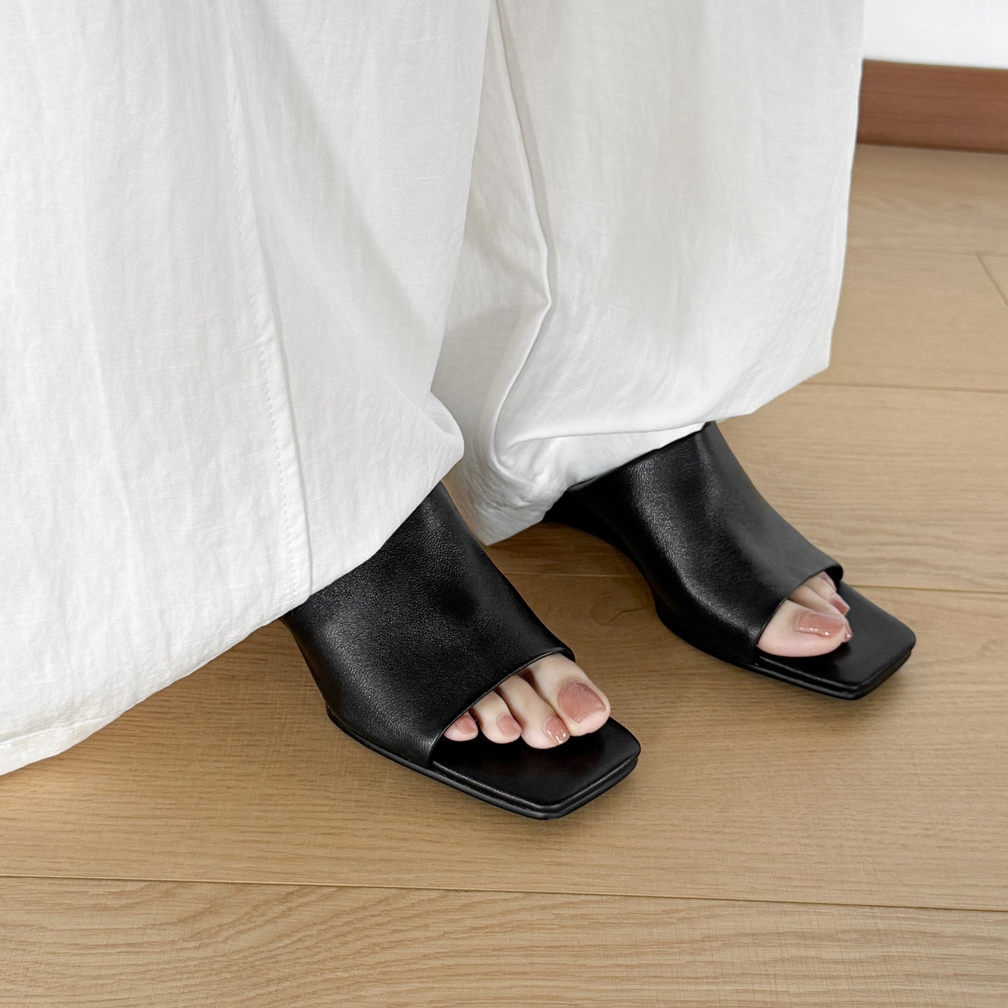 Minimalist Soft Sheepskin Wedge Sandals - Summer Slides - High-End Comfort Footwear