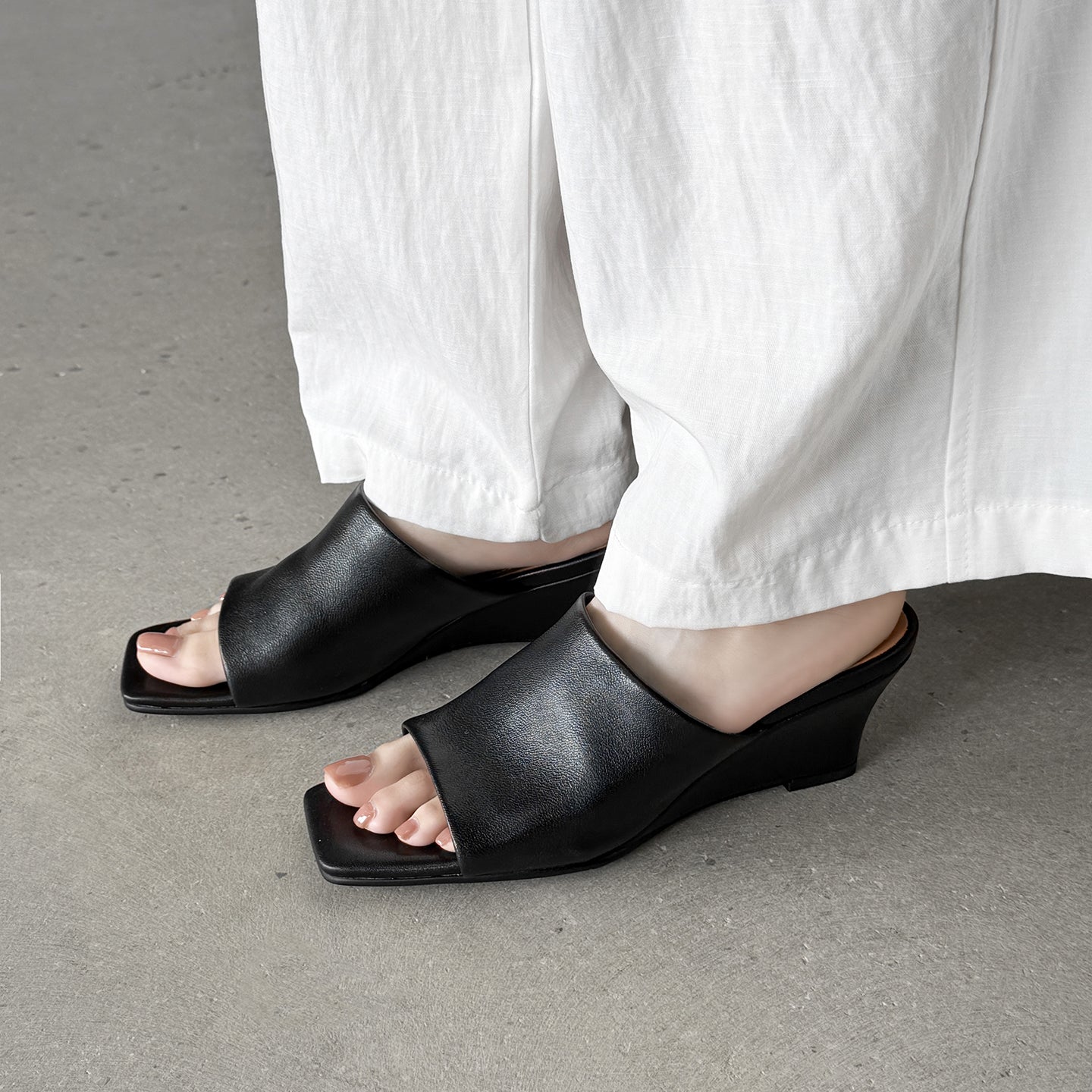 Minimalist Soft Sheepskin Wedge Sandals - Summer Slides - High-End Comfort Footwear